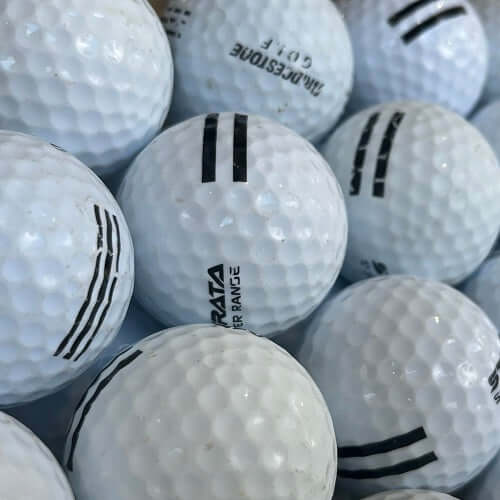 Recycled Range Balls White With Black Stripe golf balls