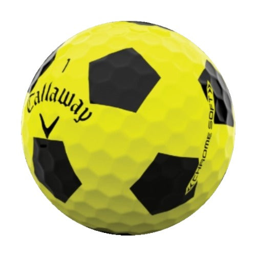 Recycled Callaway Chrome Soft, Yellow/Black Truvis Soccer Balls golf ball